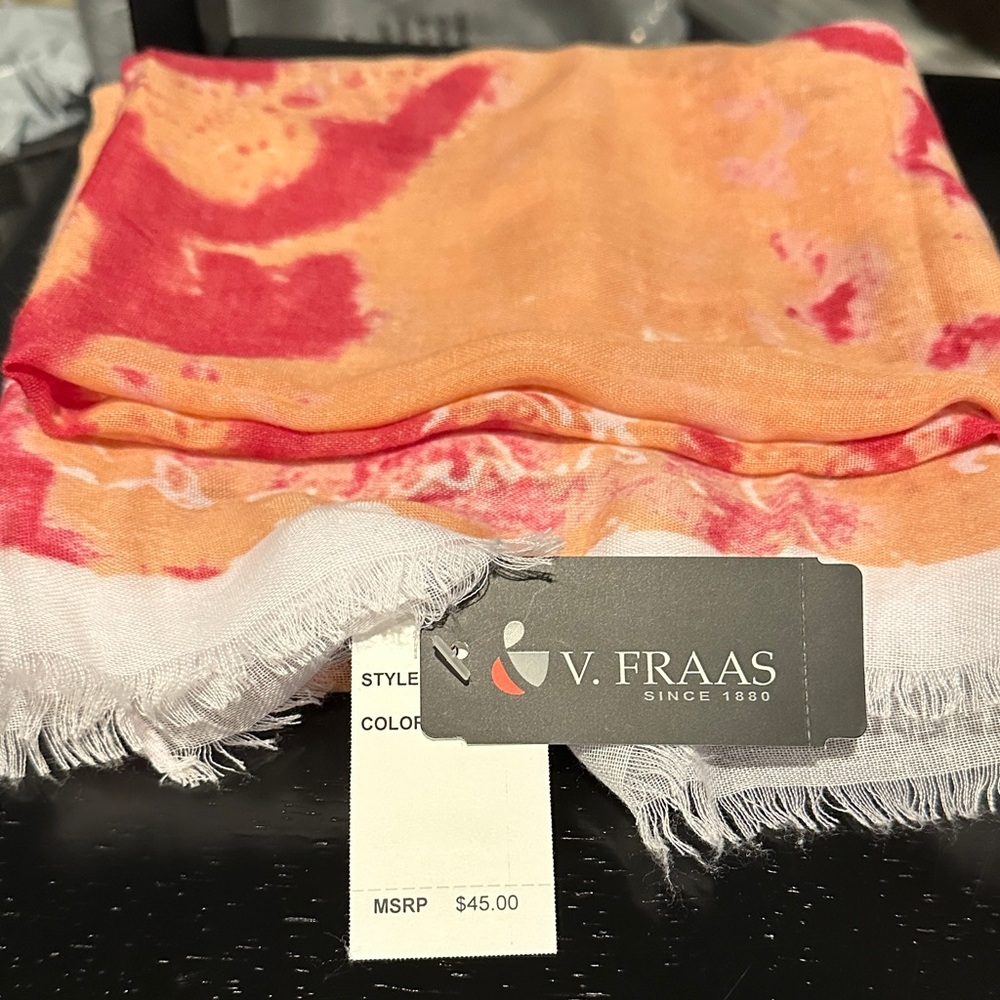 V. FRAAS Vibrant Red and Orange Scarf